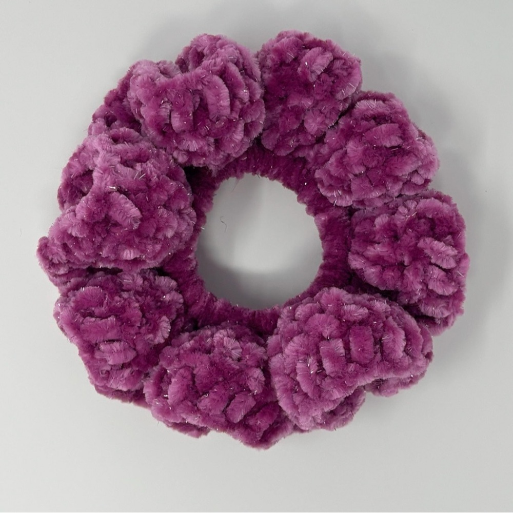 Sparkly Electric Violet Crochet Scrunchie